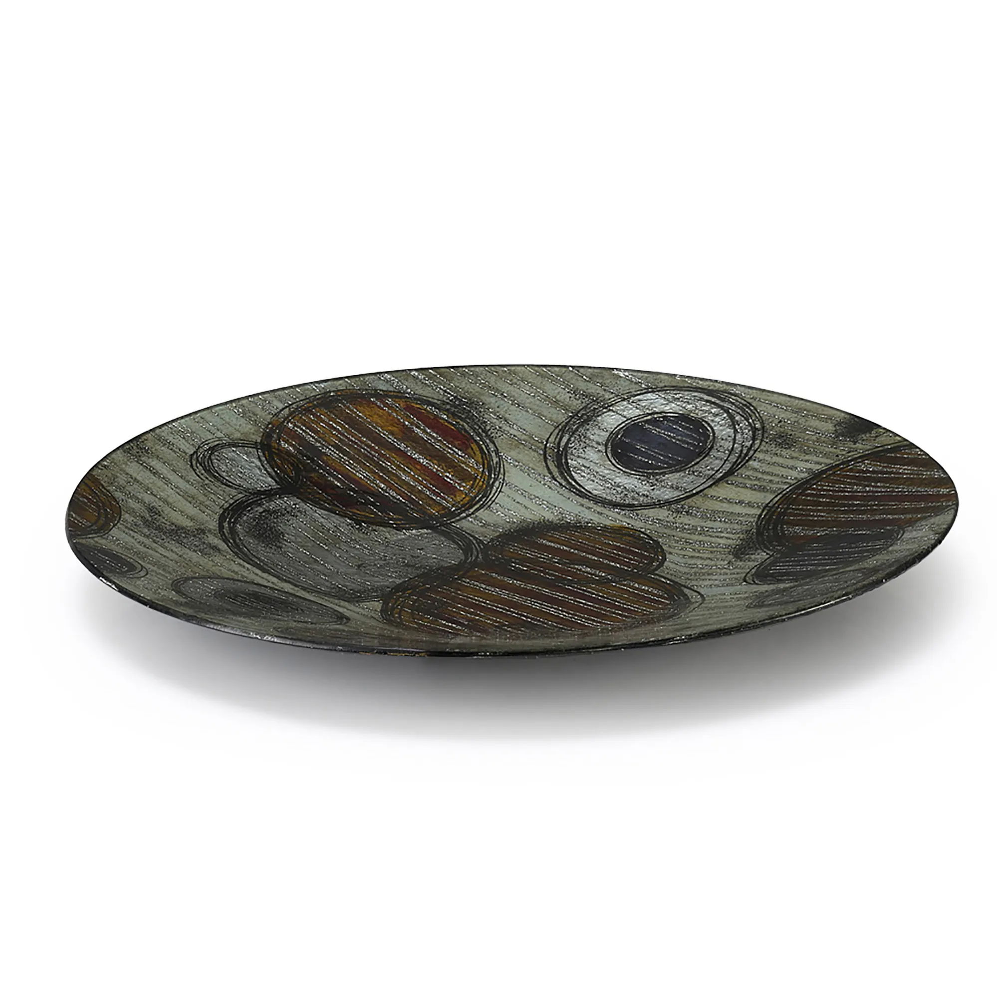 IL70364  Ambre Glass Art Platter Round